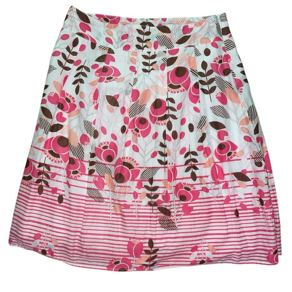 Notations Pleated Floral Knee Length 90s Skirt Medium